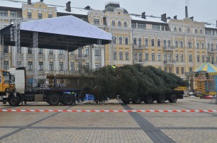 Установка новогодней елки на Софиевской площади