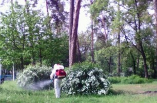 В киевском парке появились люди в скафандрах